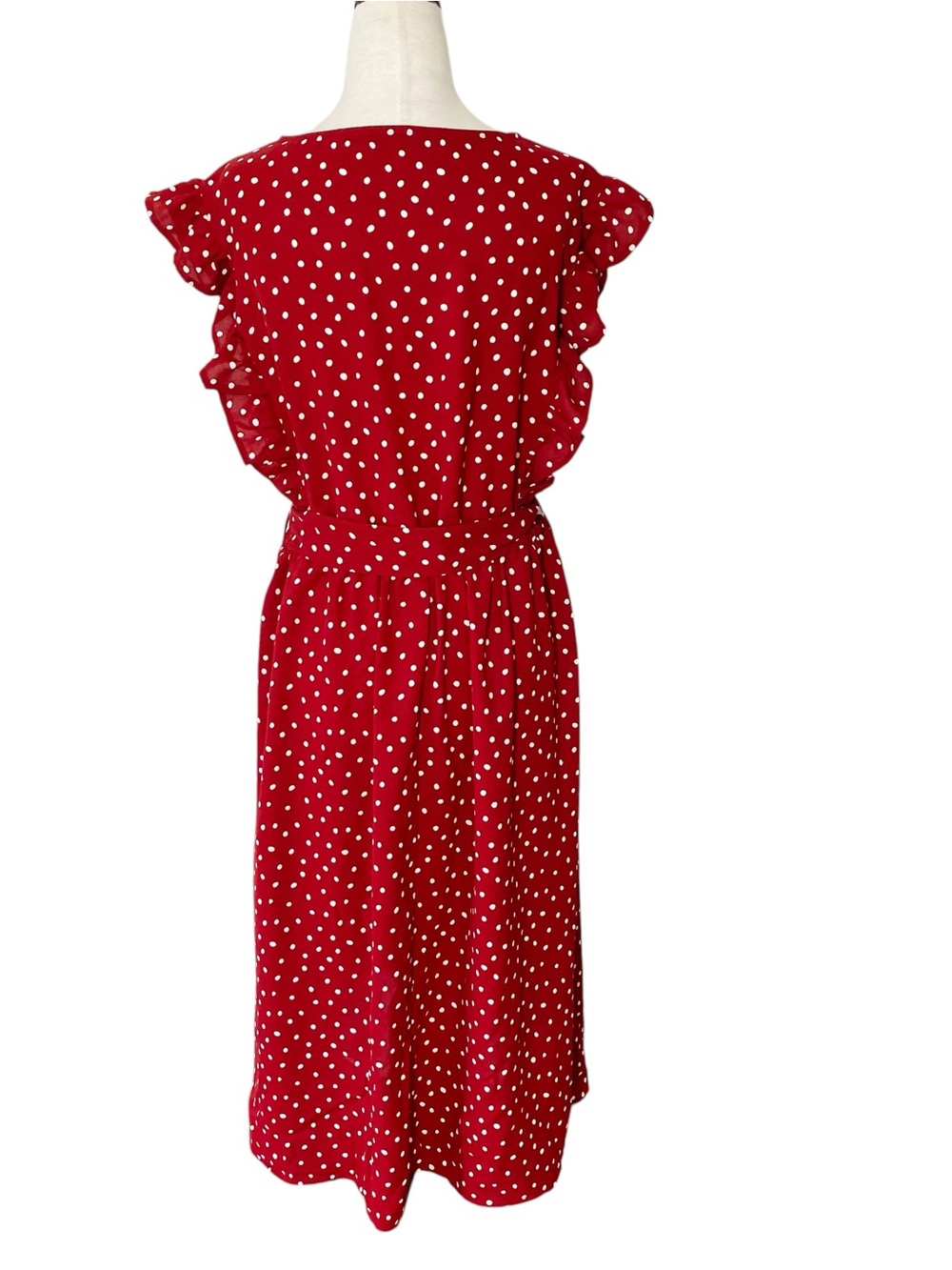 BLOOMCHIC Polka Dot Ruffle Midi Dress - Picture 6 of 9